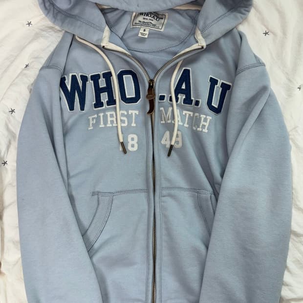 단종템) 후아유 빅로고 투웨이 후드집업 skyblue