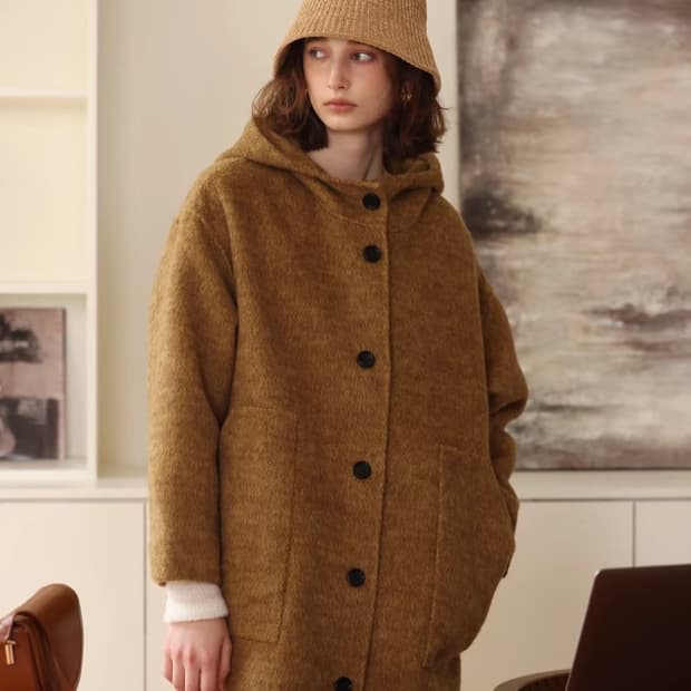 A.P.C. 아페쎄 정품 프렌치 무드 브라운 후드 울 코트 xs 55