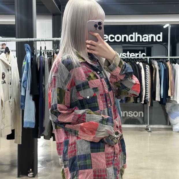 베이프 패치워크 긴팔 셔츠