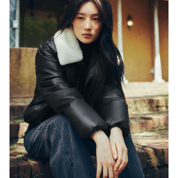 온앤온 퍼카라 레더 구스다운 블랙