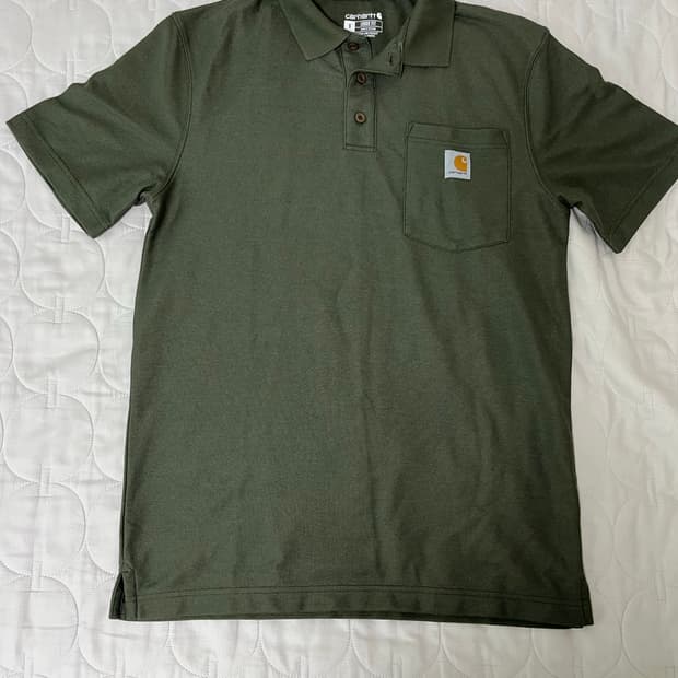 칼하트 루즈핏 미드웨이트 레귤러 숏슬리브 포켓 폴로 모스