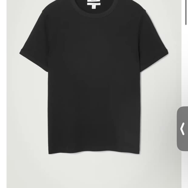 Cos 슬림 리브드 코튼 티셔츠 블랙 XL