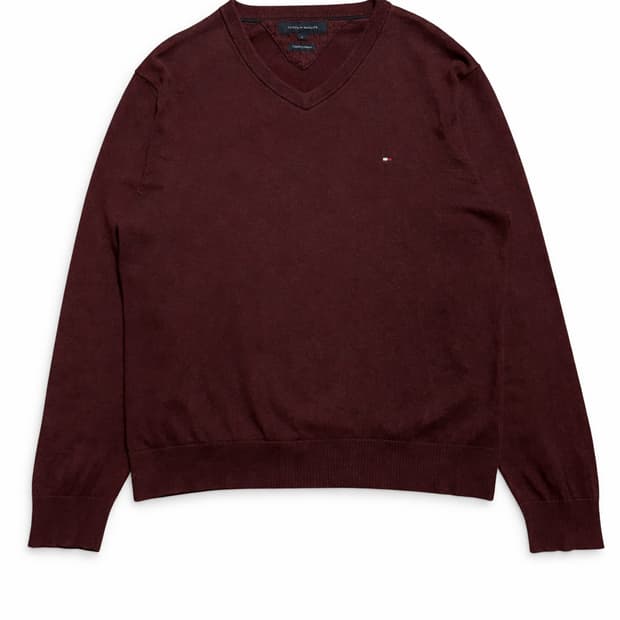 USA 미국 빈티지 y2k 타미힐피거 코튼 캐시미어 브이넥 니트 스웨터