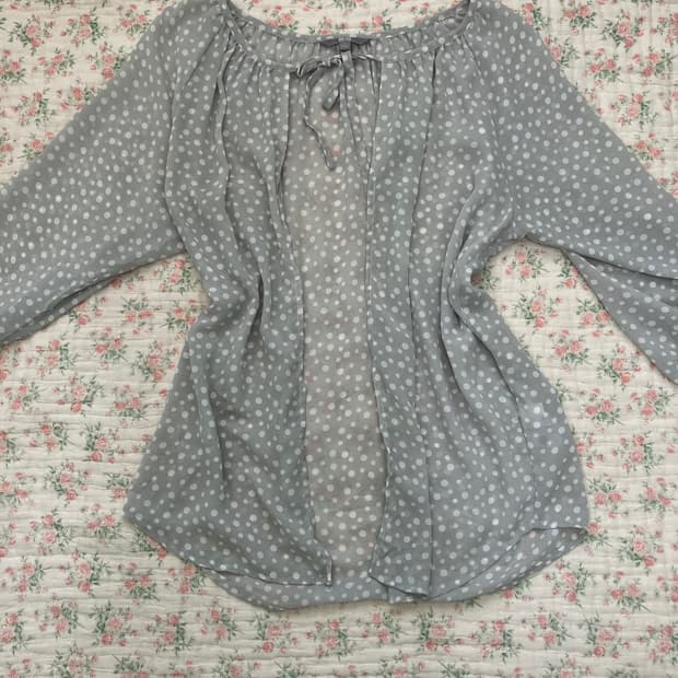 빈티지 그레이 땡땡이 볼레로 가디건 1090 모리걸 y2k 스트릿 갸루 