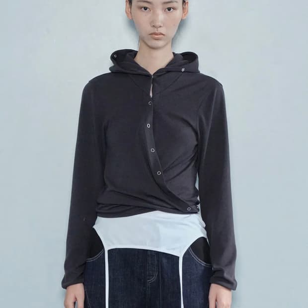 세릭 랩 후드 가디건 WRAP HOOD CARDIGAN CHARCOAL