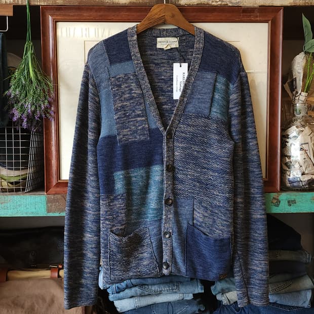 폴로 데님앤서플라이 패치워크 인디고 가디건 S