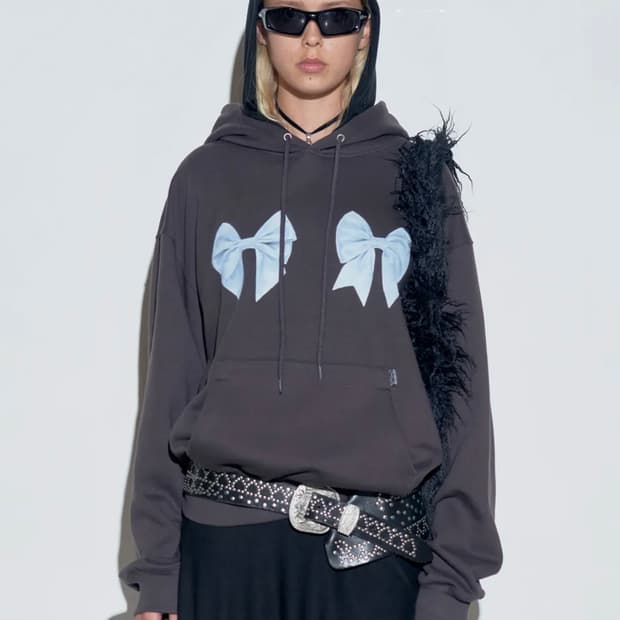 Bow Bow Hoodie Charcoal