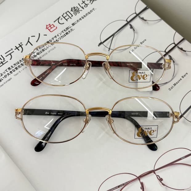 EVE Paris 골드 라운드 빈티지안경 (레드/네이비)