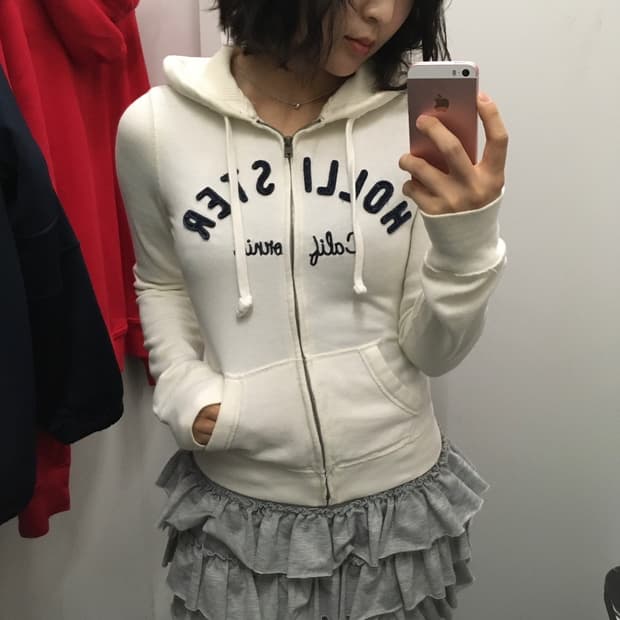 홀리스터 후드집업 화이트
