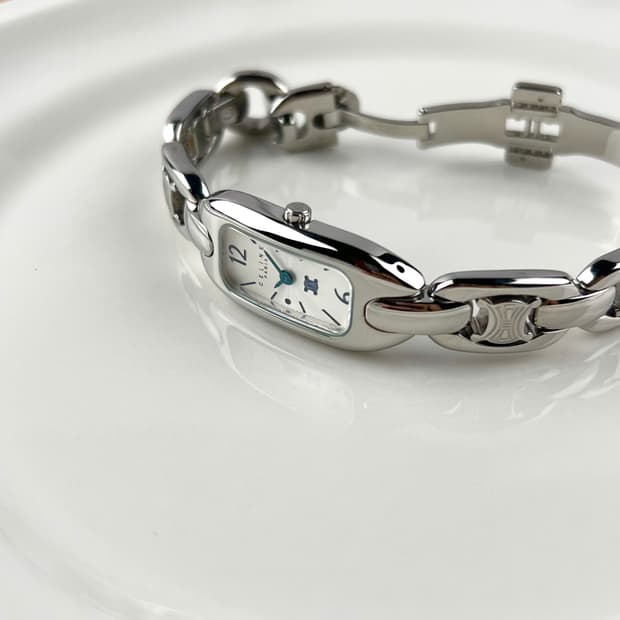 CELINE white macadam bracelet watch