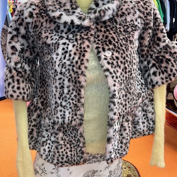 jpn 핑크 호피 퍼자켓