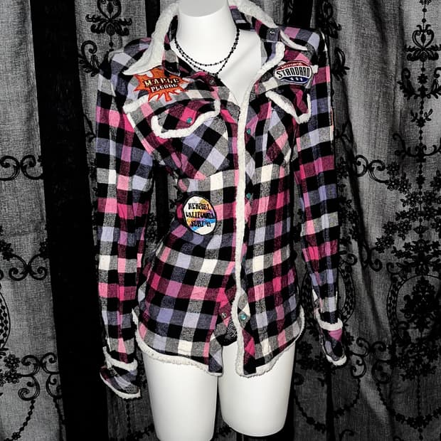 Fleece Pink Plaid Shirt