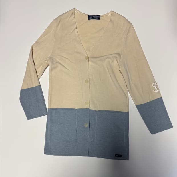 여성 세인트제임스 배색 롱 가디건