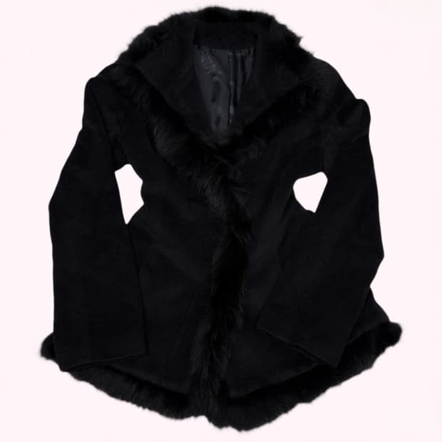 오네갸루 대장 블랙 퍼 카라 대장 핀터깔 코트 