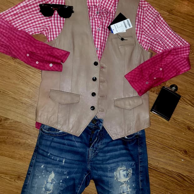 [택달린 새상품] COMODO BLACK 양가죽  베스트 조끼