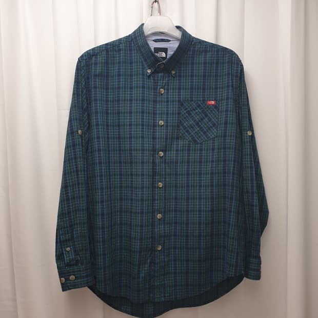 노스페이스 체크 긴팔 셔츠 L