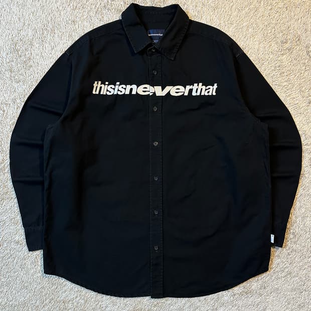 디스이즈네버댓 자수로고 코튼 셔츠 블랙