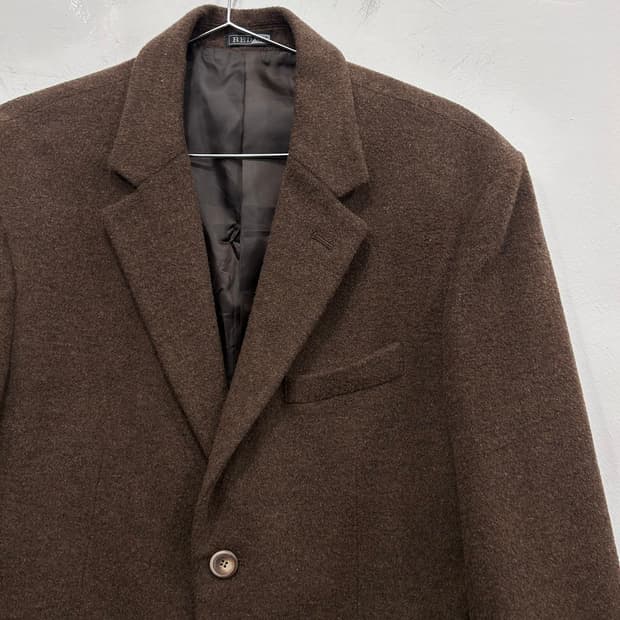 레드옥스 울 헤링본 투버튼 클래식 카라 코트