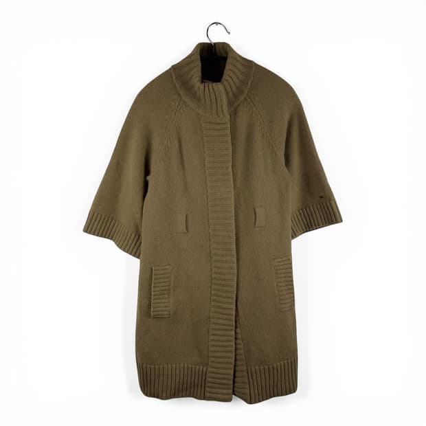 S) 타미힐피거 00s 앙고라 울블렌드 반팔 니트 롱 가디건 베이지