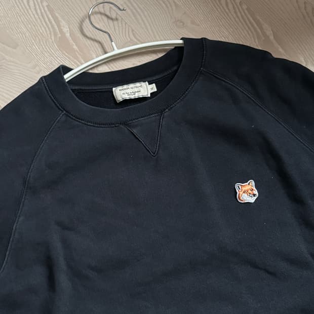 메종키츠네 폭스헤드 블랙 맨투맨 XL