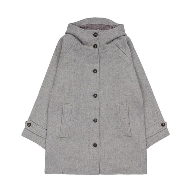 오피쉬 리치 울 하프 코트 그레이