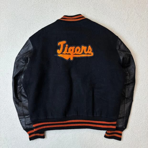 드롱 90's USA 헤비 소가죽 배색 바시티 자켓 PN6226