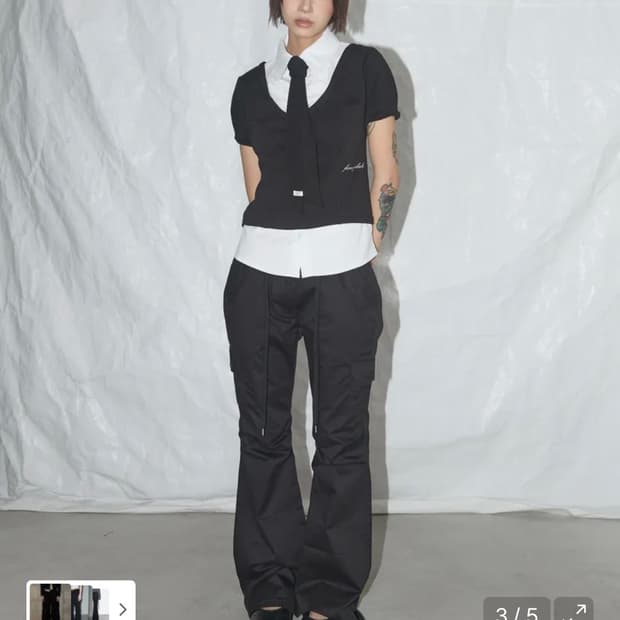 팬시클럽 카고 핀턱 부츠컷 팬츠 (BLACK) 3size