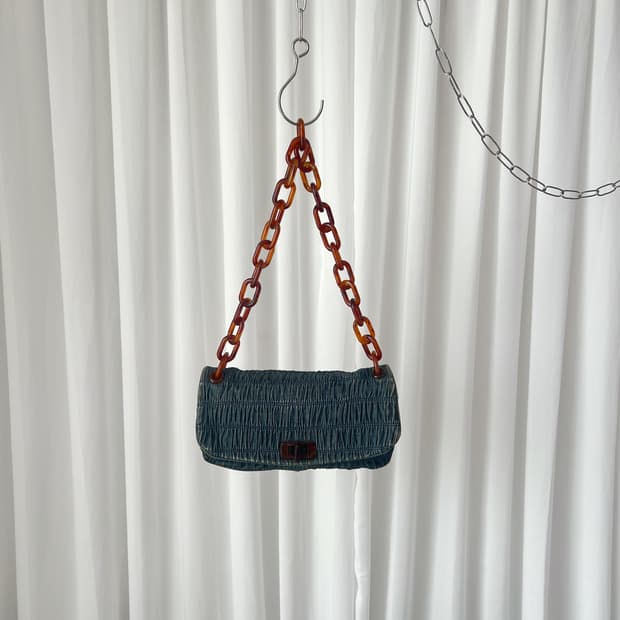 프라다 FW2011 데님 카프레토 가프레 숄더백