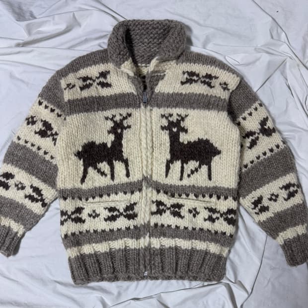 Flyer hooks 캐나다 코위찬 헤비울 니트 집업 사슴