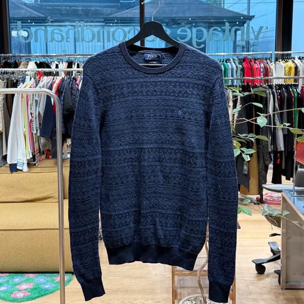 폴로 랄프로렌 네이비 노르딕 라운드넥 니트 