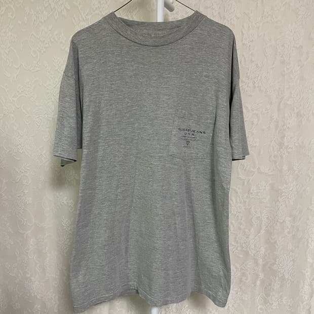 GUESS U.S.A. 빈티지 포켓 반팔 티셔츠 그레이 M