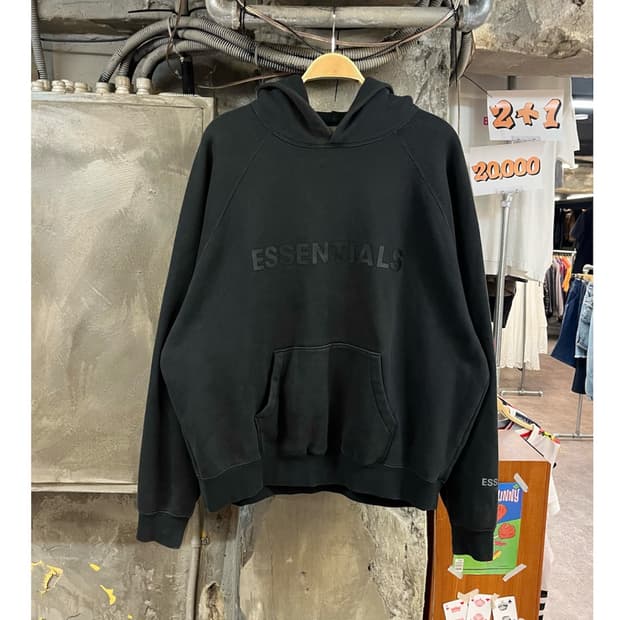 피어오브갓 에센셜 기모 후드티 블랙 L #csz3929