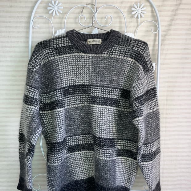 빈티지 차콜 패턴 디테일 니트 y2k 스트릿 갸루 펑키482