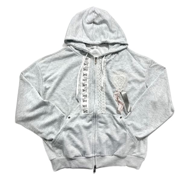 Lace Hoodie Zip-Up