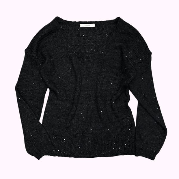 spangle detail black knit