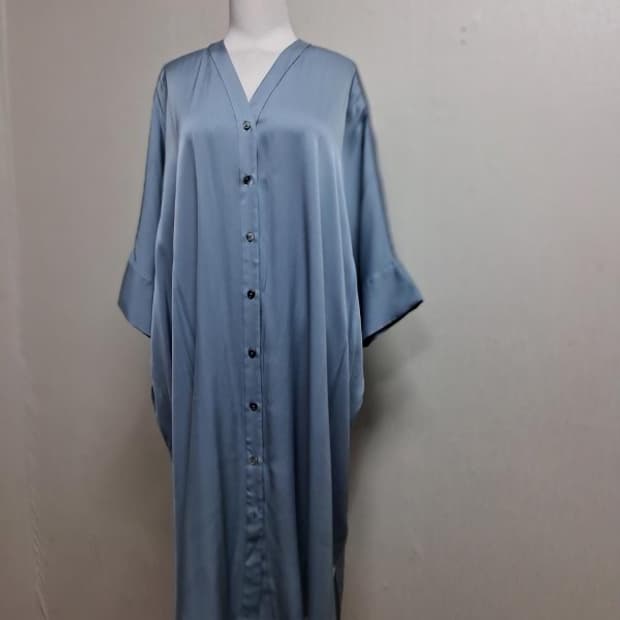 일본수입빈티지 브랜드 DRESS HERSELF 오버핏 블루 실크 셔츠원피