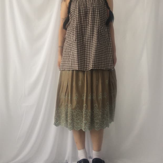 Check pattern sleeveless onepiece