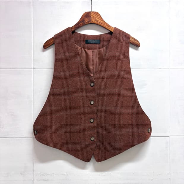 브릭 브라운 체크 사이드 오픈 베스트 JPN