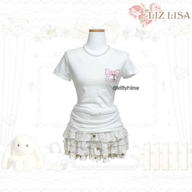 Liz lisa 리즈리사 리본 레터링 딱붙탑 히메갸루 헤이세이 갸루
