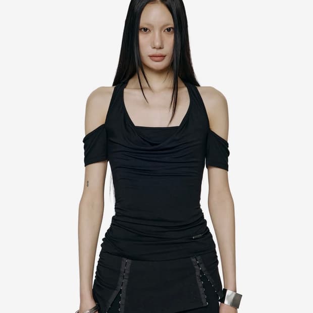 락케이크 Cowl Neck Top - Black