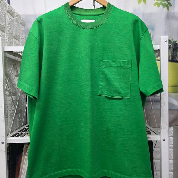솔리드옴므 남성반팔티 100 그린 오버핏 포켓 반팔티셔츠 MM75