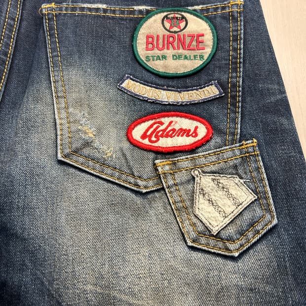 빈티지 워싱 데님 포켓 포인트