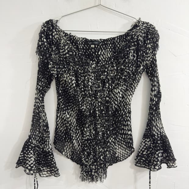 blanc nature dot design blouse