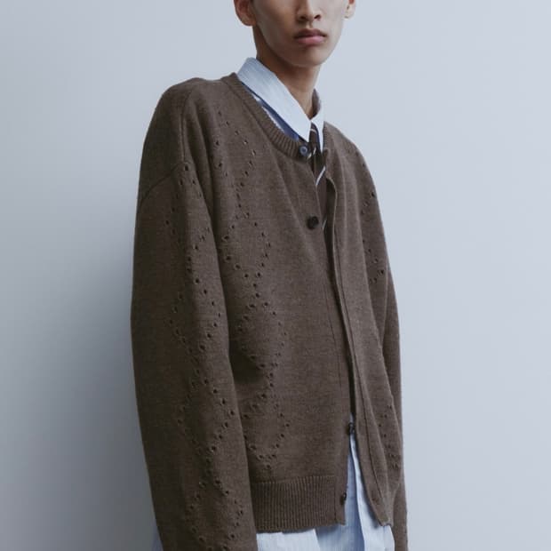 유스 24fw 아가일패턴 펀칭 가디건 (브라운)L사이즈