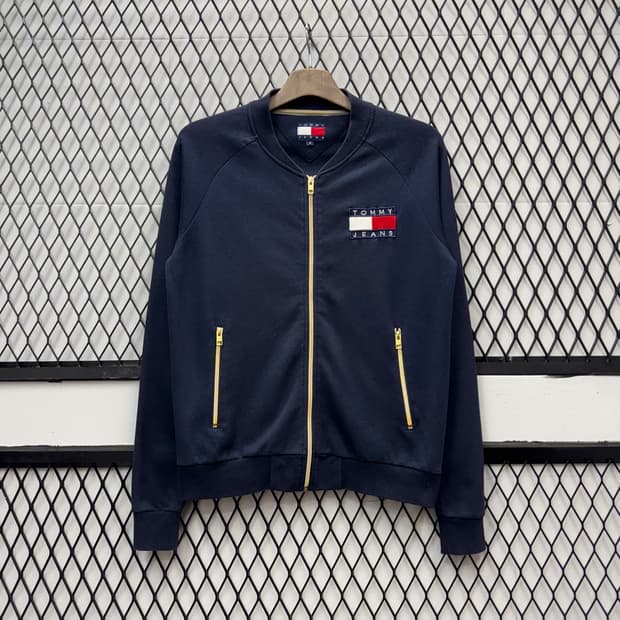 18F/W 타미힐피거 집업 자켓 헤리티지 플래그 금색 지퍼 디테일 네이비