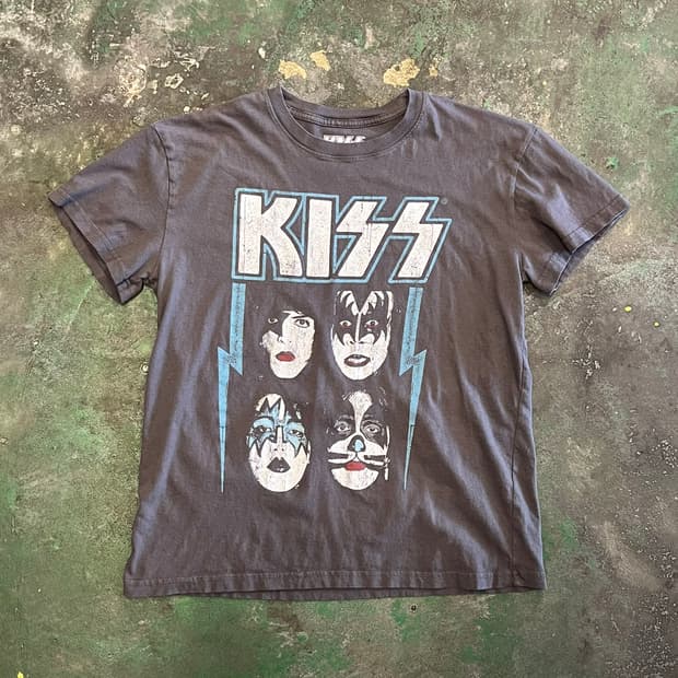 [L] KISS 키스 밴드티 머천다이즈 페이스 그래픽 반팔 빈티지