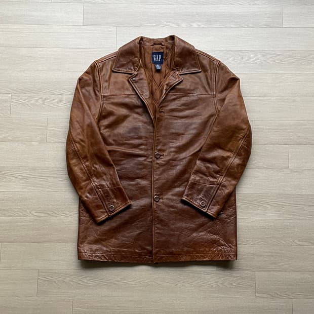 90s 올드갭 레더 카코트 브라운 gap carcoat