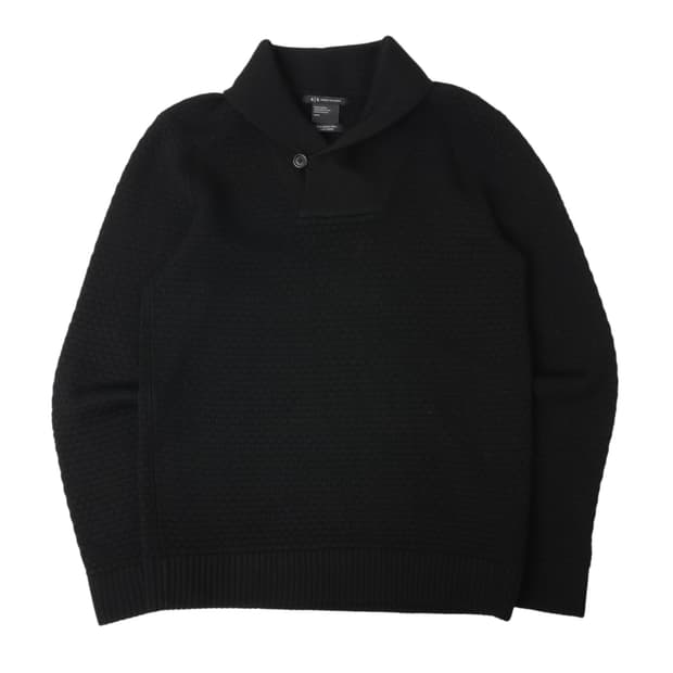 아르마니 익스체인지 메리노울 숄카라 니트