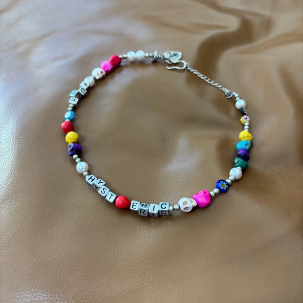 히스테릭글래머 x 아카쉭 트리 스컬 비디드 실버 목걸이