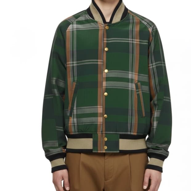 linen check blouson